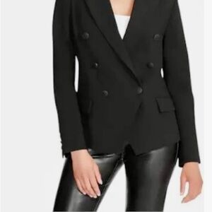 Steve Madden Office Siren Black Double-Breasted Y2K Blazer Size M